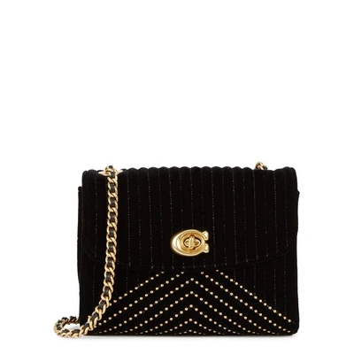Coach Parker 18 Black Velvet Shoulder Bag ModeSens