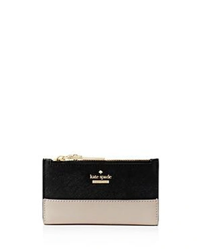 Kate Spade New York Cameron Street Mikey Saffiano Leather Wallet In Tusk/black/gold