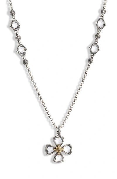 Konstantino Pythia Crystal Floral Pendant Necklace In Silver/ Gold