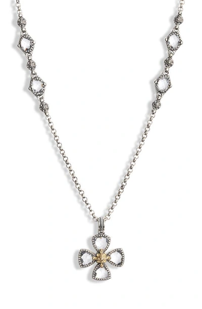 Konstantino Pythia Crystal Floral Pendant Necklace In Silver/ Crystal