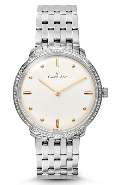 Gomelsky 36mm Audry Silver Opaline Bracelet Watch W/diamonds