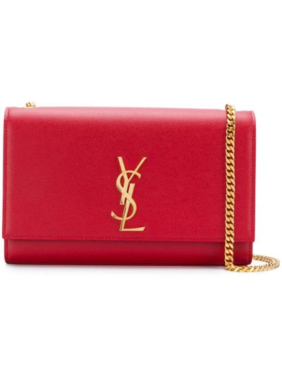 Saint Laurent Kate Patent Leather Shoulder Bag In Red