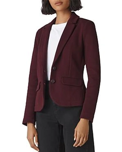 Whistles Slim Knit Jacket In Burgundy