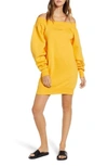 Ivy Park Blouson Bardot Sweatshirt Dress In Golden Orange
