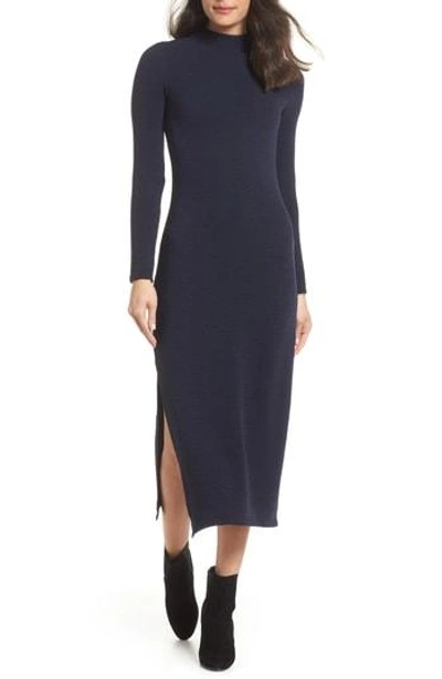 French Connection Petra Jersey Midi Dress In Black/ Duchess Blue