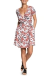 Roxy Monument View Floral Print Wrap Dress In Withered Rose Lily House