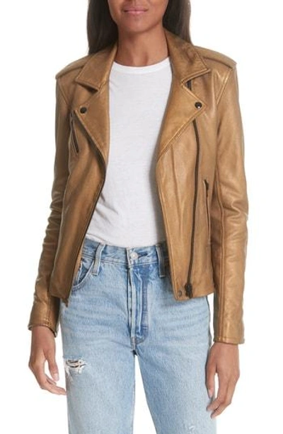 Iro Han Leather Zip-front Moto Jacket In Golden Brown