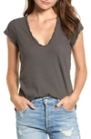 James Perse High Gauge Jersey Deep V Tee In Heather Porcini