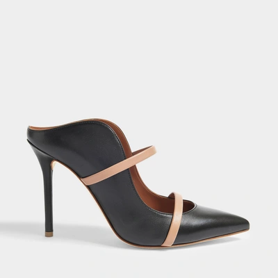Malone Souliers | Maureen 100 High Mule Shoes In Black And Nude Nappa Leather
