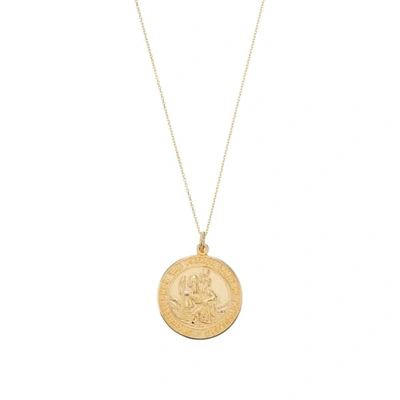 Lily & Roo Solid Gold Large Round St Christopher Medallion Necklace