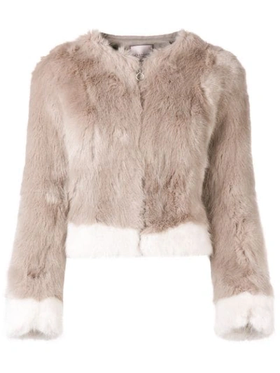 Urbancode Cropped Faux Fur Jacket In Silt