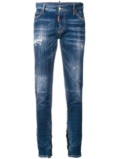 Dsquared2 Low Rise Skinny Jeans In Blue