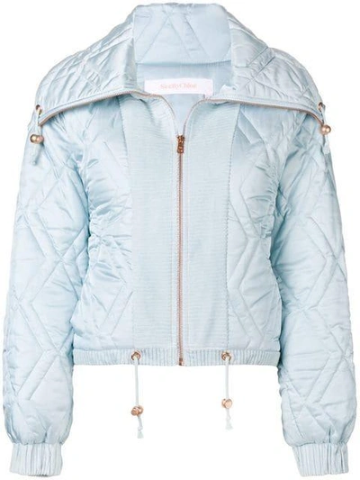 See By Chloé Diamond Quilt Puffer Jacket In Blue