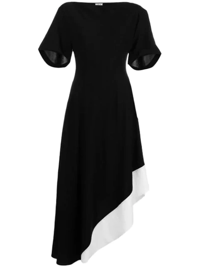 Loewe Asymmetrical Contrast Hem Dress In Black And White