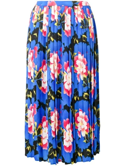 Kenzo Pleated Floral-print Crepe Midi Skirt In Multicoloured