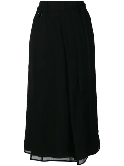 Carven Pleated Wrap Skirt In Black