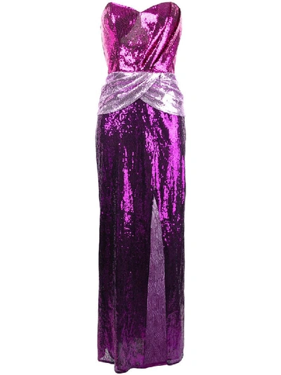 Christian Pellizzari Sequinned Colour Block Gown In Purple
