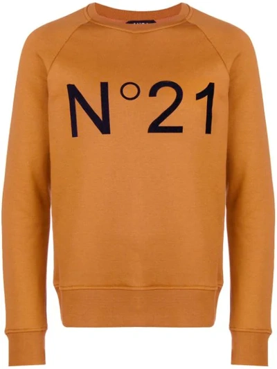 N°21 Nº21 Logo Print Jersey Sweater - Brown