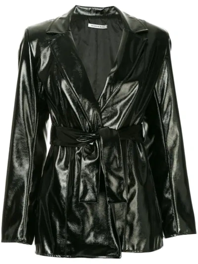 Georgia Alice Belted Faux-leather Jacket In Black