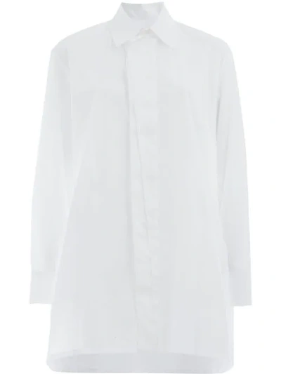 Yohji Yamamoto Oversized High Low Shirt In White