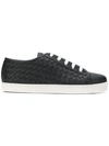 Bottega Veneta Woven Lace Up Sneakers In 1000 Black