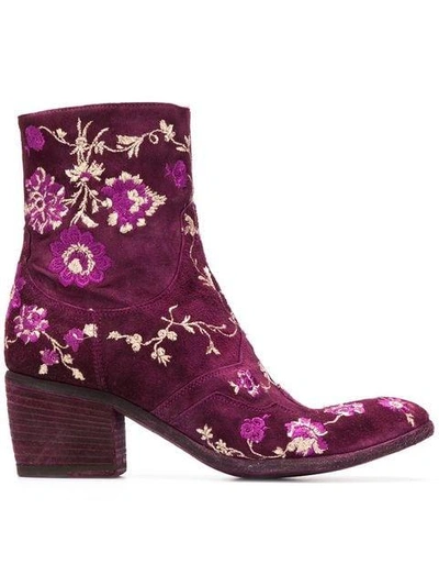Fauzian Jeunesse Embroidered Ankle Boots In Pink