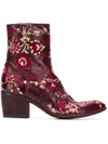 Fauzian Jeunesse Embroidered Ankle Boots In Pink
