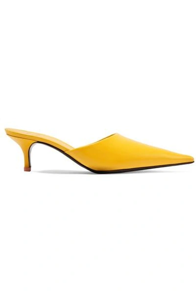 Acne Studios Leather Mules In Mustard