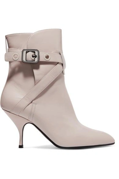 Bottega Veneta Leather Ankle Boots In Cream