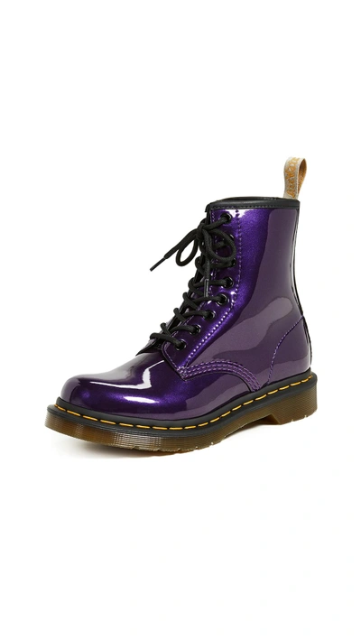 Dr. Martens' 1460 Vegan Chrome 8 Eye Boots In Dark Purple