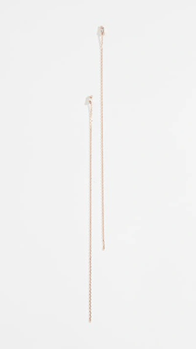 Suzanne Kalan 18k Fringe Post Earrings With Chain In Rose Gold