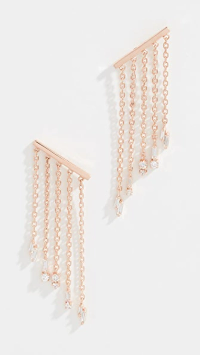 Suzanne Kalan 18k Fringe Post Earrings In Rose Gold