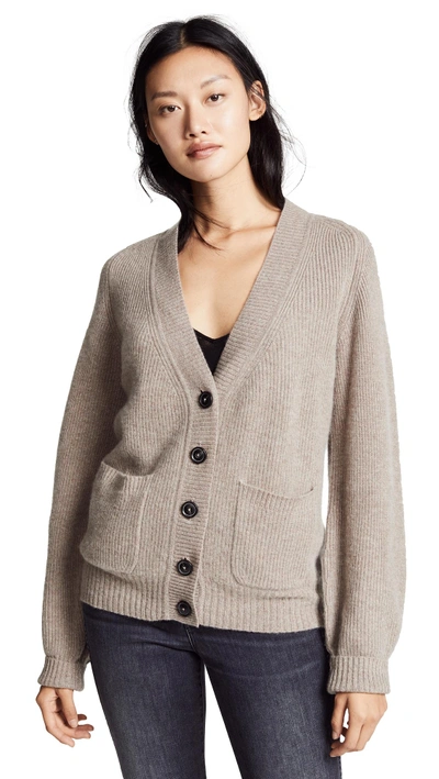 White + Warren Boyfriend Cashmere Cardigan In Mink Heather