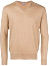 Canali V-neck Sweater In Brown