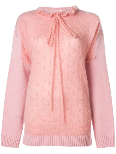 Jw Anderson Panelled Lambswool-blend Sweater In Pink
