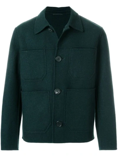 Ami Alexandre Mattiussi Double Face Construction Patch Pockets Jacket In Green