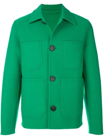 Ami Alexandre Mattiussi Double Face Construction Patch Pockets Jacket In Green