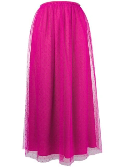 Red Valentino Point D'esprit Midi Skirt In Pink
