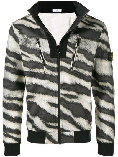 Stone Island Zebra Print Coat In Beige