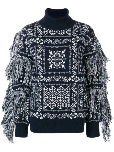 Sacai Embroidered Roll-neck Sweater - Blue