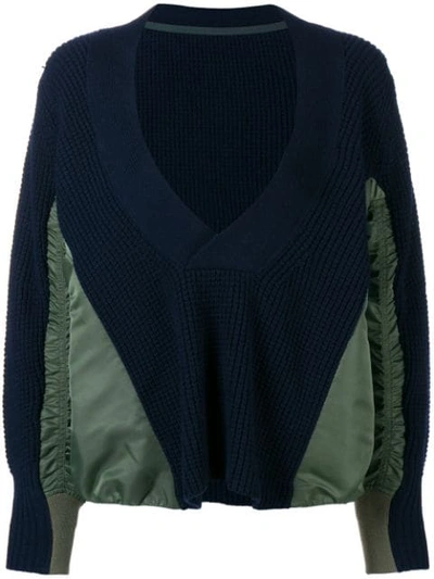 Sacai Oversized Colour-block Sweater - Blue