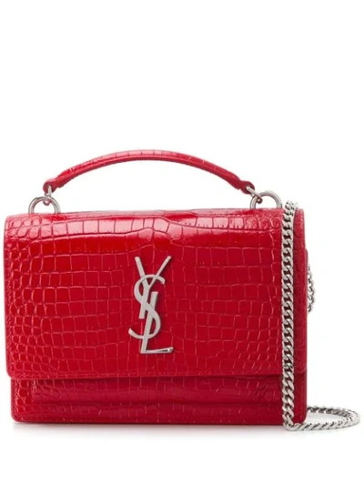 Saint Laurent Sunset Chain Wallet In Red