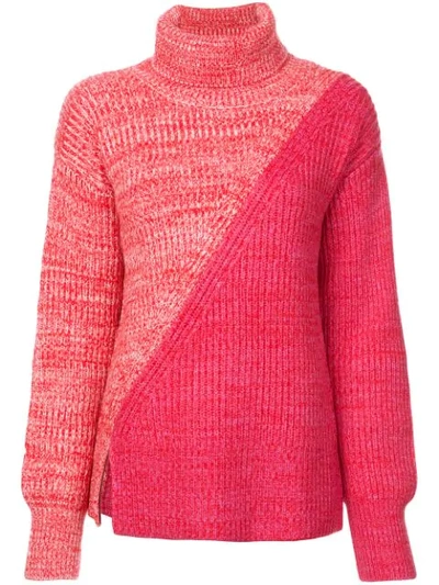 Derek Lam 10 Crosby Bi-color Turtleneck Sweater - Red