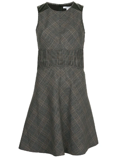Derek Lam 10 Crosby Sleeveless Check Fit & Flare Short Dress With Corset Detail In Grey