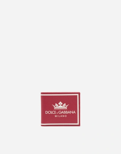 Dolce & Gabbana Printed Dauphine Calfskin Wallet In Red