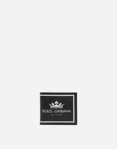 Dolce & Gabbana Printed Dauphine Calfskin Wallet In Black