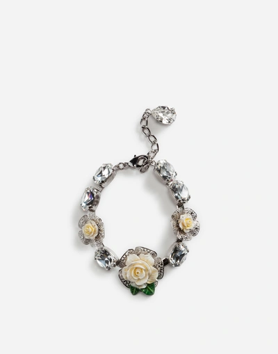 Dolce & Gabbana Bracelet With Roses In Silver