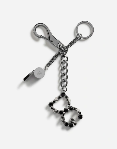 Dolce & Gabbana Metal Key Ring With Charm In Gray