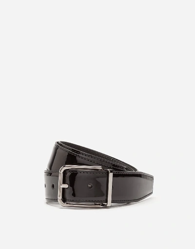 Dolce & Gabbana Patent Leather Belt In Black