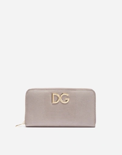 Dolce & Gabbana Zip-around Leather Wallet In Gray